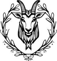 Goat, Black and White Vector illustration