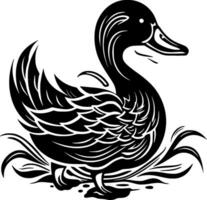 Duck, Black and White Vector illustration