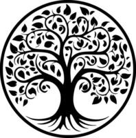 árbol - negro y blanco aislado icono - vector ilustración