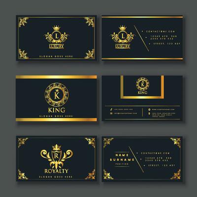 Luxury and elegant golden business card. Design with trendy pattern minimalist print template. Rounded corner mockup design.