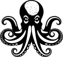 Octopus, Black and White Vector illustration