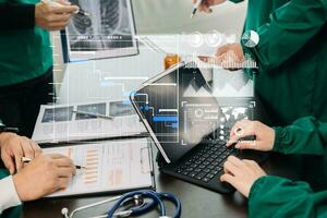 Project manager working and update tasks with Gantt chart scheduling diagram at hospital .success smart medical doctor working with smart medical doctor photo