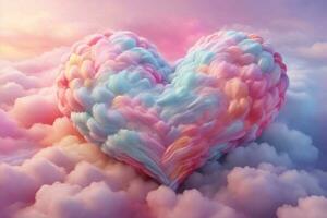 Rainbow Clouds Heart Background, Clouds Heart Background, Generative Ai photo