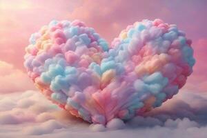 Rainbow Clouds Heart Background, Clouds Heart Background, Generative Ai photo