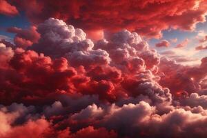 Red Clouds Background, Clouds Background, Generative Ai photo