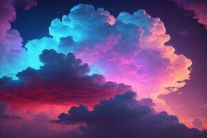 Neon Clouds Background, Clouds Background, Generative Ai photo