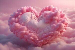 Pink Cloud Heart, Cloud Heart Background, Generative Ai photo