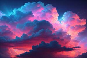 Neon Clouds Background, Clouds Background, Generative Ai photo