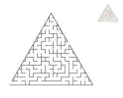 Triangle maze,  logic game with labyrinths.  maze game. A maze with answers. vector