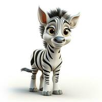 3d cartoon cute zebra ai photo