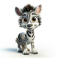 3d cartoon cute zebra ai photo