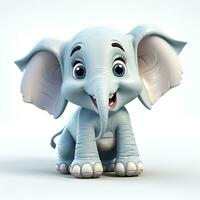 3d dibujos animados linda elefante ai foto