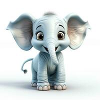 3d cartoon cute elephant ai photo