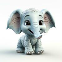 3d cartoon cute elephant ai photo