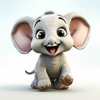 3d cartoon cute elephant ai photo