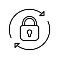 Lock reload icon Line style  Padlock button security system. Internet secure key privacy. Password refresh sign for safety. Interface, symbol. Vector illustration. Design on white background. EPS 10