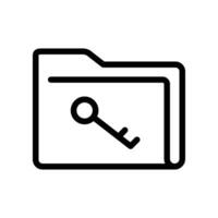 Protect documents or unlock folder icon. Folder lock pad sign, secure encryption data file with lock key. Private access directory. line style. Vector illustration. Design on white background. EPS 10