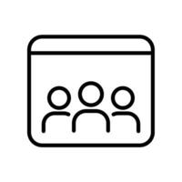 Classroom course, conference. Training seminar in virtual or online class. Group Seminar and conference monitor. Online meeting communication. Vector illustration Design on white background. EPS 10