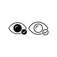 Eye check mark line and glyph icon. Human eye with checkmark. Healthy visual organ . Eye access for Biometric security scan surveillance Sign. Vector illustration. Design on white background. EPS 10