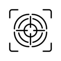 Line icon style Gun target and camera focus button icon. Perfection shot and hit for sniper. Accurate strategy challenge. interface. Vector illustration. Design on white background. EPS 10