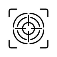 Line icon style Gun target and camera focus button icon. Perfection shot and hit for sniper. Accurate strategy challenge. interface. Vector illustration. Design on white background. EPS 10