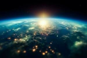 Blurred background showcasing Earths view from space AI Generated photo