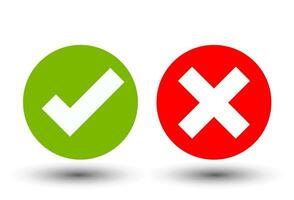 checkmark and x or confirm and deny circle icon button vector