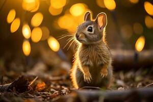 Close-up of cute rabbit with beautiful bokeh background, Generative AI illustration photo