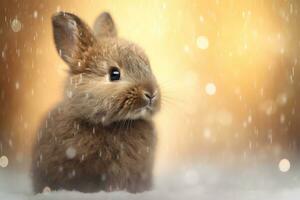 Close-up of cute rabbit with beautiful bokeh background, Generative AI illustration photo