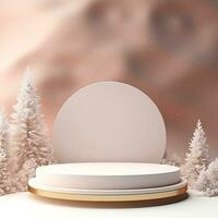 Winter Christmas background stage for product display. Generative AI photo