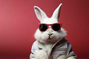 Bunny dons stylish glasses against an isolated backdrop AI Generated photo