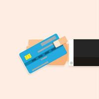 Credit card in hand. Vector buy and pay, banking business and shopping with card illustration