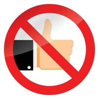 Stop like sign and ban social media. Vector no thumb up in internet symbol illustration