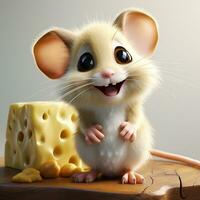 3d cartoon cute mouse ai photo