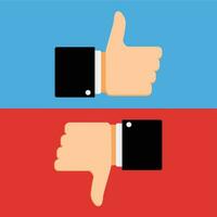 Like and dislike gesture hand. Vector good web, social sign illustration, icon finger thumb up