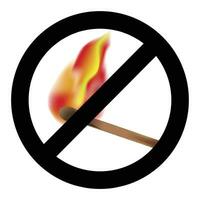 Ban burning match symbol. No fire matchstick, exclusion and prohibition symbol. Dont flammable sign, vector illustration