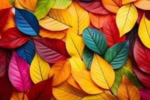 Beautiful multicolored leaves background. Generative AI. photo