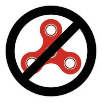 Ban spiner icon, stop spinner rotation, no fidget toy mechanism, vector illustration