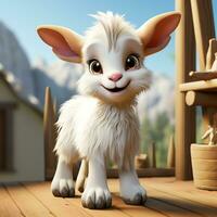 3d cartoon cute goat ai photo