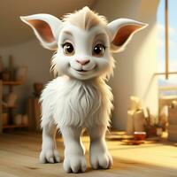 3d cartoon cute goat ai photo