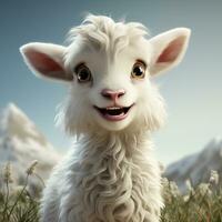 3d cartoon cute goat ai photo