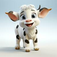 3d cartoon cute cow ai photo