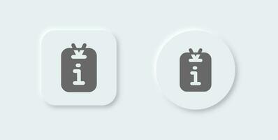 About solid icon in neomorphic design style. Info signs vector illustration.