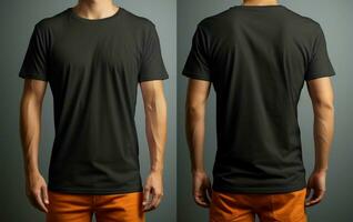 Front and rear perspective of a trendy black clothes t shirt AI Generated photo