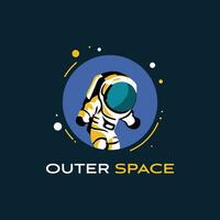 astronaut emblem logo in outer space isolated dark background vector