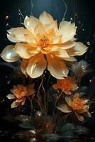 Elegant golden flowers ai photo