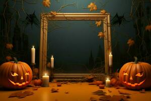 Square frame against a captivating Halloween themed background, ready for your content AI Generated photo