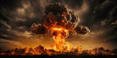 ai generado. ai generativo. nuclear atómico explosión auge seta fuego fuego fumar apocalipsis detonación. gráfico Arte foto