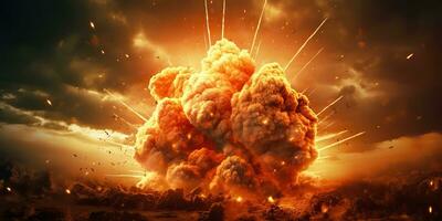 ai generado. ai generativo. nuclear atómico explosión auge seta fuego fuego fumar apocalipsis detonación. gráfico Arte foto