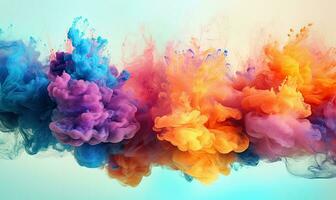 Multi colored watercolor pattern. Texture of spreading out paint. For banner, postcard, book illustration. Created with generative AI tools photo